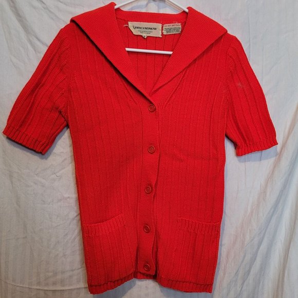 Vintage Red Pullover Sweater Collared The Broadway Size Medium Acrylic Japan - Picture 1 of 12